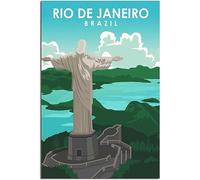 Vintage Brazil Rio De Janeiro Statue Travel Poster Retro Wall Art Canvas Poster Art Print Home Decor Room Decor Unframed 40x60cm