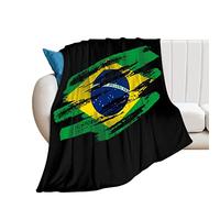 Vintage Brazilian Flag Flannel Fleece Lightweight Throw Blankets Decoration Blanket Warm Winter 60"x50"
