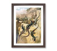 Vintage Brehms Tierlben European Wall Lizard Vintage Framed Wall Art Print, Ready to Hang Picture for Living Room Bedroom Home Office Décor, Walnut A4 (34 x 25 cm)