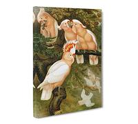 Vintage Brehms Tierlben Major Mitchell'S Cockatoo Vintage Canvas Wall Art Print Ready to Hang, Framed Picture for Living Room Bedroom Home Office Décor, 24x16 Inch (60x40 cm)