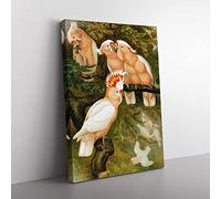 Vintage Brehms Tierlben Major Mitchell'S Cockatoo Vintage Canvas Wall Art Print Ready to Hang, Framed Picture for Living Room Bedroom Home Office Décor, 60x40 cm (24x16 Inch)