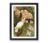 Vintage Brehms Tierlben Major Mitchell'S Cockatoo Vintage Framed Wall Art Print, Ready to Hang Picture for Living Room Bedroom Home Office Décor, Black A4 (34 x 25 cm)