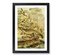 Vintage Brehms Tierleben 1893 Nile Crocodile Framed Print | A2 Black Framed Wall Art | Ready to Hang | Classic Nature Picture | Living Room Bedroom Lounge Office