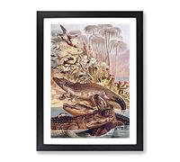 Vintage Brehms Tierleben 1893 Nile Crocodile Vintage Framed Print | A2 Black Framed Wall Art | Ready to Hang | Classic Nature Picture | Living Room Bedroom Lounge Office