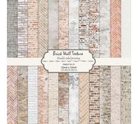 Vintage Brick Textured 12x12 Scrapbooking Cardstock Decorative Paper for Card Making Journaling Planner Origami Background Scrapbook Paper Scrapbook Materials Supplies 24 Sheets (Brick Wall Texture)
