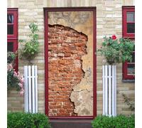 Vintage Brick Wall Door Stickers for Interior Doors Country Farmhouse Wall 3D Door Decals Art Sticker Self Adhesive Door Murals for Bedrooms Living Room Bathroom Home Decor 80x200 cm 1767A