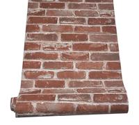 Vintage Brick Wall Industrial Wallpaper, Red Faux 3D Effect Brick Stone Pattern Wall Paper, Non-Woven Retro Rustic Living Room Feature Walls Adult - 53cm x 9.5m Roll