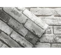 Vintage Brick Wall Textured Wallpaper, Gray Faux 3D Effect Brick Stone Pattern Wall Paper, Non-Woven Retro Rustic Living Room Feature Walls Adult, 53 cm x 9.5 m Roll