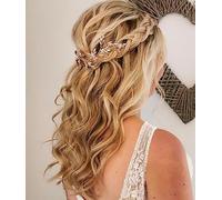 Vintage Bridal Hair Accessories - Boho Headband & Headband with Leaves and Crystal for Women and Girls, Gold