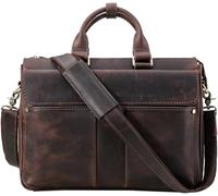 Vintage Briefcase Laptop Bag Shoulder Crossbody Bag Crazy Horse Cowhide Business