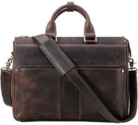 Vintage Briefcase Laptop Bag Shoulder Crossbody Bag Crazy Horse Cowhide Business