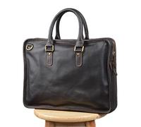 Vintage Briefcase Men's Genuine Leather Laptop 14 Inch bag Casual Man Handbag Coffee Business Tote Shoulder Office Bags (D)