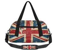 Vintage British Flag Kids Overnight Duffle Bags Boys Girls Teen Union Jack Sports Gym Bag for Weekender Travel Gymnastics Dance Ballet