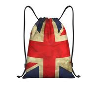 Vintage British Flag Print Drawstring Backpack Gym Bag Lightweight Sport Sackpack Foldable Gym Sack M