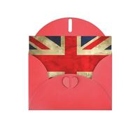 Vintage British Flag Print Shimmer Blank Greeting Cards with Envelopes, Elegant DIY Invitations,Thank You Notes