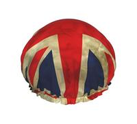 Vintage British Flag Print Shower Cap - Double Layer Breathable, Adjustable Elastic Strap, Durable Hotel Travel Essentials
