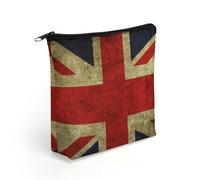 Vintage British Flag Travel Makeup Bag Toiletry Cosmetic Pouch Aesthetic Organizer Pencil Case Pen Holder 8.3 X 7.5 Inch