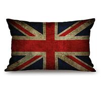 Vintage British Flag Waist Lumbar Cotton Linen Throw Pillow case Cushion Cover for Sofa Home Decorative Oblong 12x20 Inches