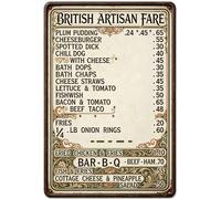 Vintage British Sandwich Menu Metal Tin Sign, 8x12 Inch Retro Pub Cafe Food Wall Art Decor, Rustic Classic English Diner Plaque for Kitchen, Restaurant, Bistro, Gift for Food Lovers & Cafe Owners (15)