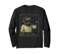 Vintage British Shorthair Cat Playing DJ for Music Lovers Long Sleeve T-Shirt