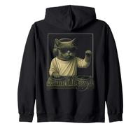 Vintage British Shorthair Cat Playing DJ for Music Lovers Zip Hoodie