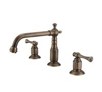 Vintage Bronze Brass Bathroom Sink Faucet Three Holes Double Handle,Model A
