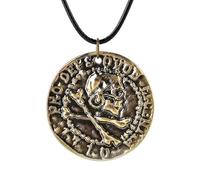 Vintage Bronze Coin Keychain Necklace for Men Women Ancient Skull Design Jewelry for Daily Wear Parties Gifts