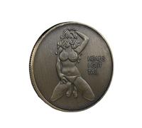 Vintage Bronze Commemorative Coin with Sexy Bikini Lady Design and “Heads I Get Tail” Inscription, Adult Theme Collectible Coin for Fun Novelty Display and Collection, 4cm Iron Metal Flip Coin