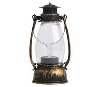 Vintage Bronze Garden Lanterns, 6.7x13cm Battery Operated Hanging Garden Lights with 3pcs Battery, Flickering Flame Fake Candle Lights Halloween Indoor Outdoor Table Decorations for Camping Hiking