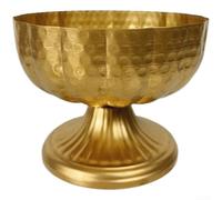 Vintage Bronze Metal Flower Container with Polka Dot Design, Wide Mouth Handcrafted Vase for Rustic Home Decor, Elegant Centerpiece for Dining Table and Living Room Interior Accent Piece(B)