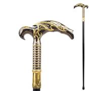 Vintage Bronze Reaper Scythe Head Walking Cane, 2-Piece Detachable Gentleman’s Decorative Stick for Daily Use Collection 93cm(Black Gold,Single section)
