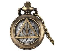 Vintage Bronze Small Size Little Romantic Quartz Steampunk Pocket Watch FOB Chain Cosplay Souvenir Gifts for Men Women 2023,Hollow