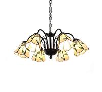Vintage Bronze Tiffany Pendant Chandelier 6 Light Traditional Hanging Ceiling Fixture for Dining & Living Room Elegant Black Finish Perfect Home Decor Lighting