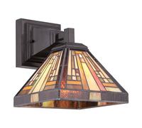 Wall Light Squared Tiffany Style Coloured Glass Vintage Bronze LED E27 100W