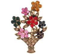 Vintage Brooch Fashion Flower Vase - Large Statement Refined Style Simulated Gemstone Sparkly Crystal Scarf Art Deco Brooches Pin Stylish Costume Jewelry for Women UB7744