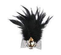 Vintage Brooch Pins Black Feather Crystal Pin For Jeans Waist Dress Party Fancy Costume Accessory