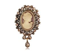 Vintage Brooch Queen Ladies Birthday Gift Cameo Women's Brooches Dress Collars Lapel Pins Crystal Jewelry for Wedding Anniversary Valentines Day Friend Families Christmas Elegant Present (Type 3)