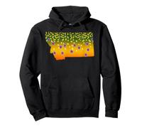 Vintage Brook Trout Fish Montana State Map Fly Fishing Pullover Hoodie