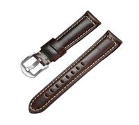 Vintage Brown Calfskin Strap Retro Oil Wax Leather Watchband For Seiko Compatible With Rolex Business Bands Wristband(Coffee,24MM_SILVER BUCKLE)