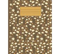 Vintage Brown Golden Daisy Journal - 100 Pages, Wide Ruled | 7.5” x 9.25” Soft Matte Notebook | Rustic Floral Writing Journal for Women, Teens & Students | Farmhouse Aesthetic Sunflower Notebook Gift