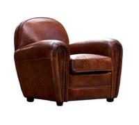 Vintage Brown Leather Art Deco Style Armchair