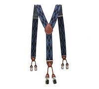 Vintage Brown Leather Elastic Alloy 6 Clips Male Casual Suspenders Commercial Trousers Men Braces Strap