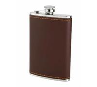 Vintage Brown Leather Flask, 265ML Food-Grade Stainless Steel Liner, Portable Outdoor Wine Set with Funnel & Cup, Pocket Flask