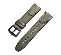 Vintage Brown Leather Watch Band Quick Release Retro Oil Wax Calfskin Strap For Seiko Compatible With Rolex Wristband(Green-Black,20mm)