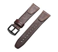 Vintage Brown Leather Watch Band Quick Release Retro Oil Wax Calfskin Strap For Seiko Compatible With Rolex Wristband(Coffee-Black,22mm)