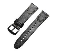 Vintage Brown Leather Watch Band Quick Release Retro Oil Wax Calfskin Strap For Seiko Compatible With Rolex Wristband(Black-Black,18mm)