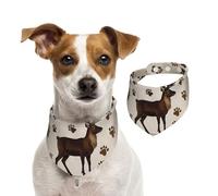 Vintage Brown Reindeer Animal Footprints Dog Bandanas,Summer Bandanas for Dogs Washable Adjustable Dog Triangle Scarf Bibs Cute Pet Bibs for Medium Large Dogs Puppy and Cats Medium