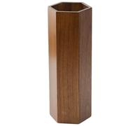 Vintage Brown Umbrella Holder for Entryway - 7.5x19 Inch Hexagonal Wood Bucket for Canes & Walking Sticks - Stylish Storage Solution for Home & Office