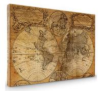 Vintage Brown World Map Canvas - Framed Map of the World Wall Art