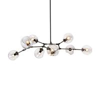 Vintage Bubble Glass Modern 9-Lights Irregular Metal During Light Adjustable Unique Hanging Light for Kitchen Island Dining Room-Gradient Smoke Gray lampshade Black 3 Heads (Clear the Lampshade B
